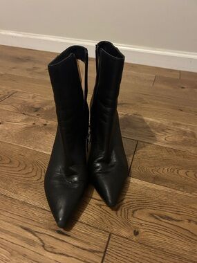 J. Crew Black Pointed Toe Mid-Calf Heeled Boots